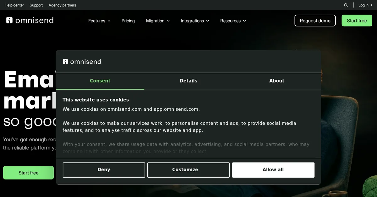 Screenshot von Omnisend