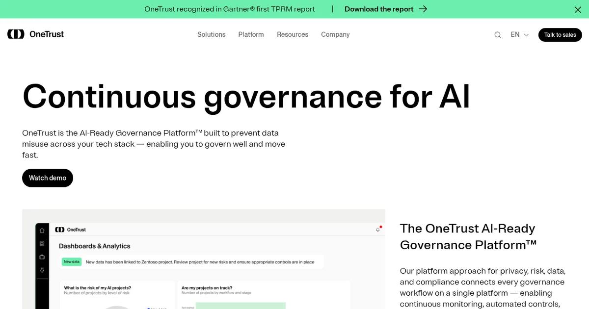 Screenshot von OneTrust