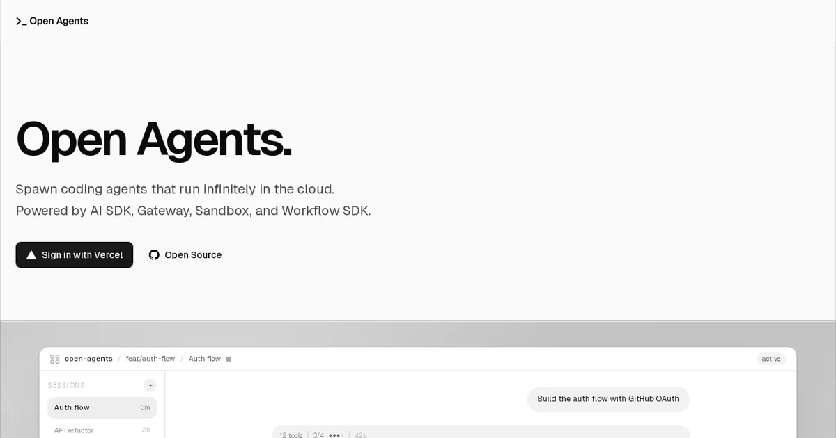 Screenshot von Open Agents