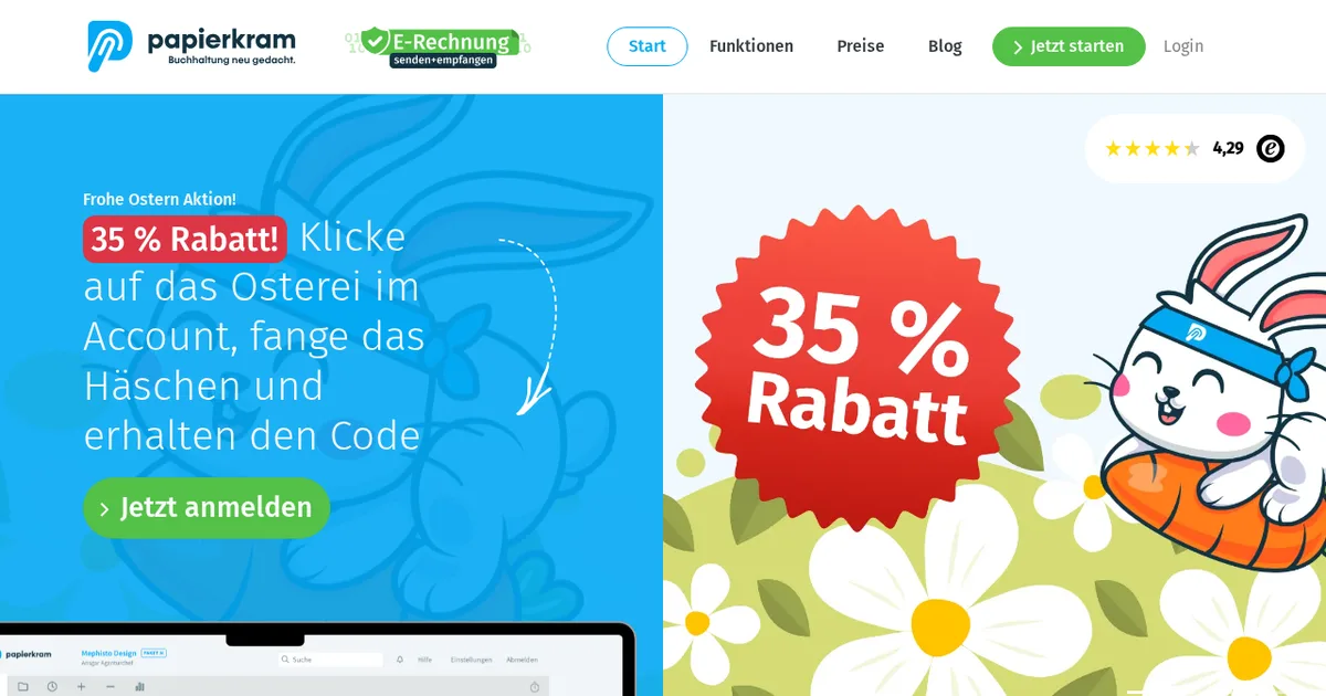 Screenshot von Papierkram