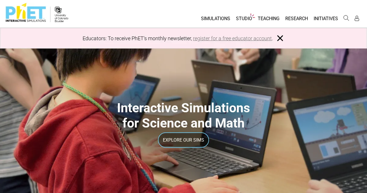 Screenshot von PhET Simulations