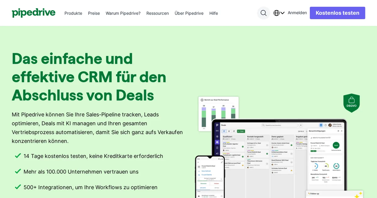 Screenshot von Pipedrive AI