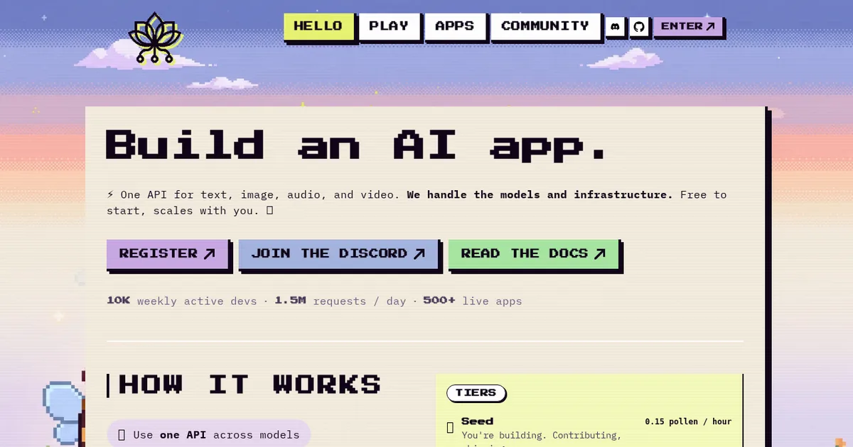 Screenshot von Pollinations AI