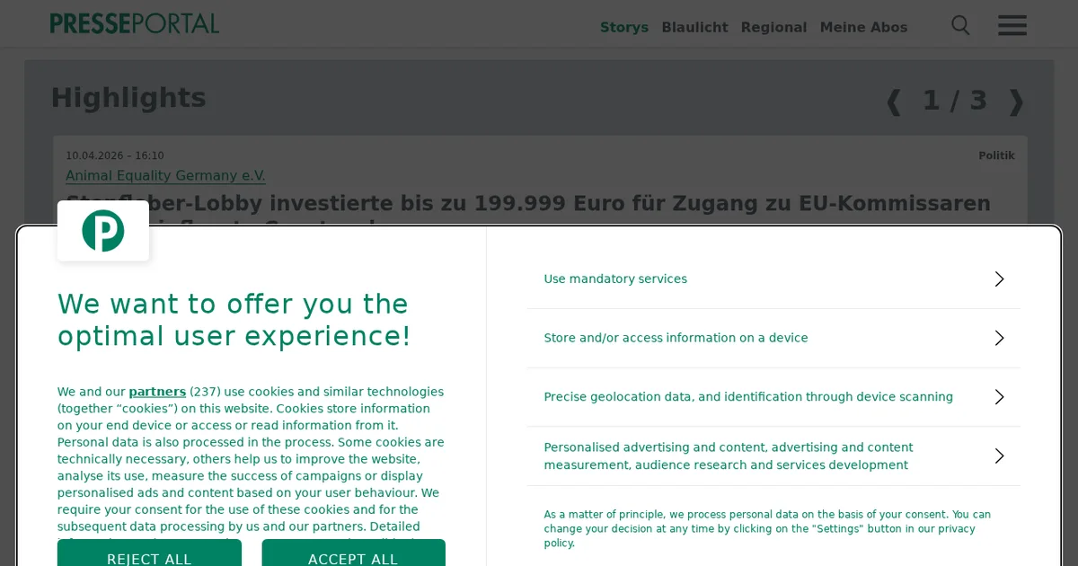 Screenshot von Presseportal AI