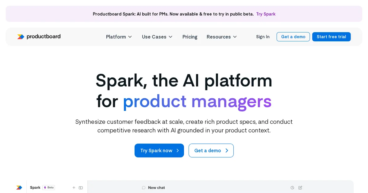 Screenshot von Productboard