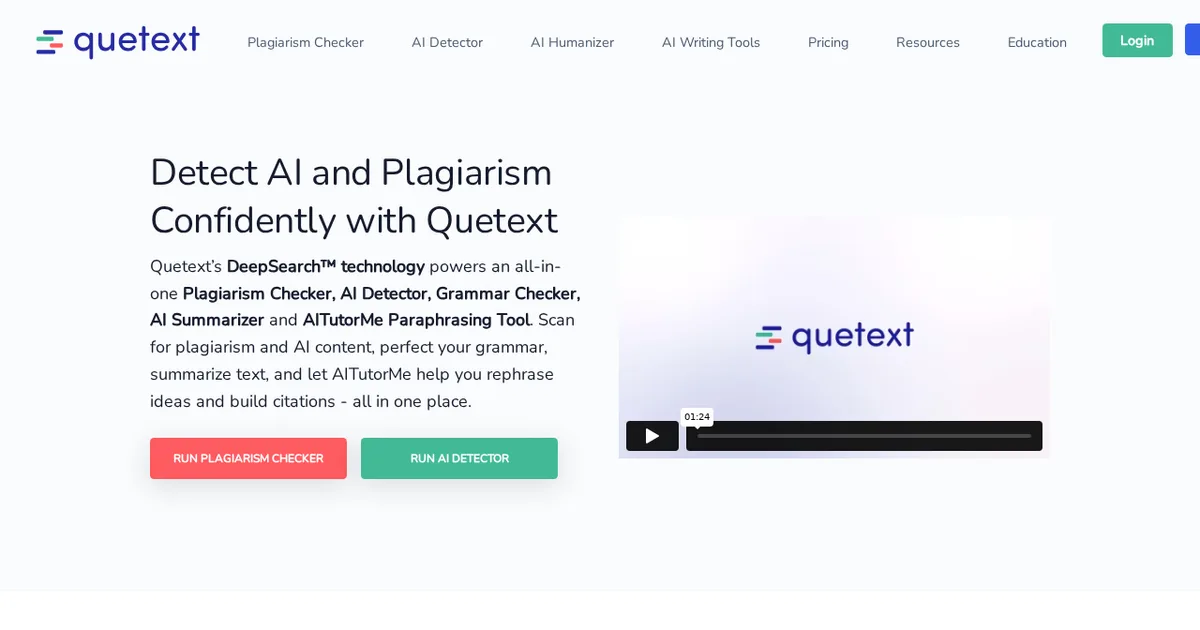 Screenshot von Quetext