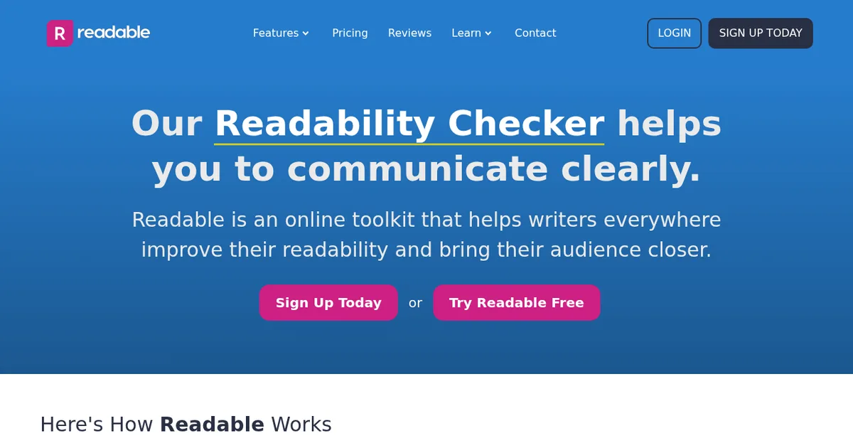 Screenshot von Readable AI