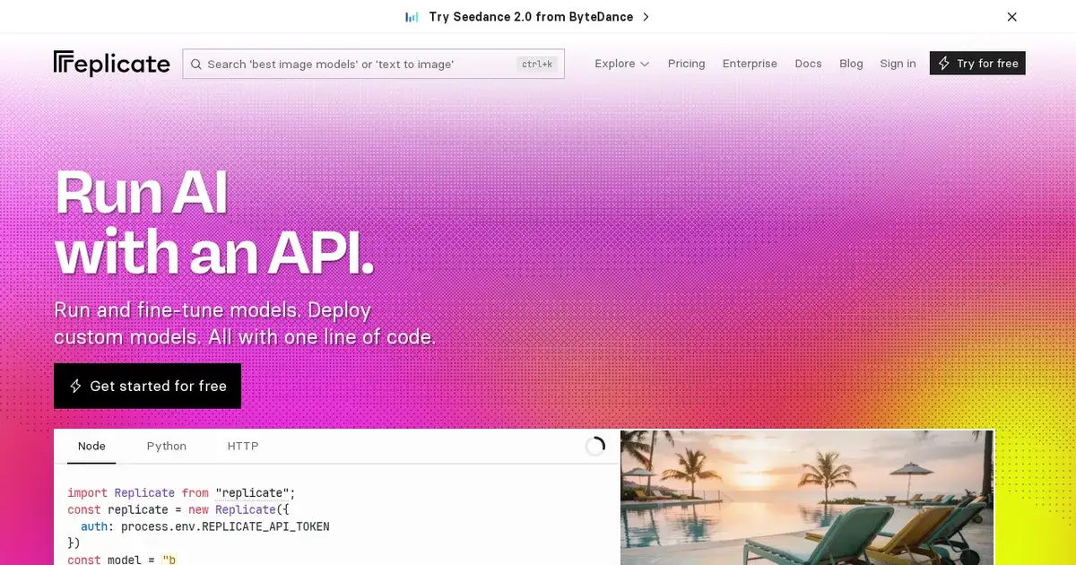 Screenshot von Replicate
