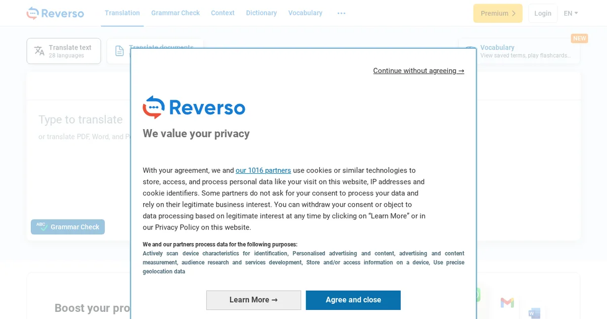 Screenshot von Reverso