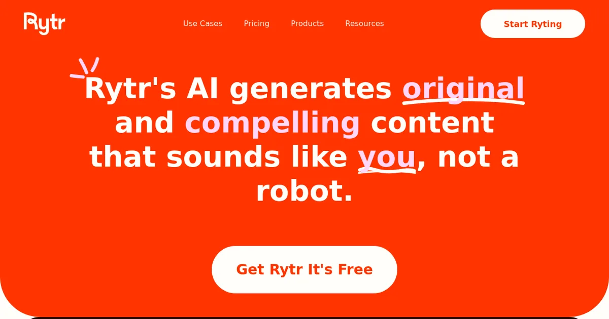 Screenshot von Rytr