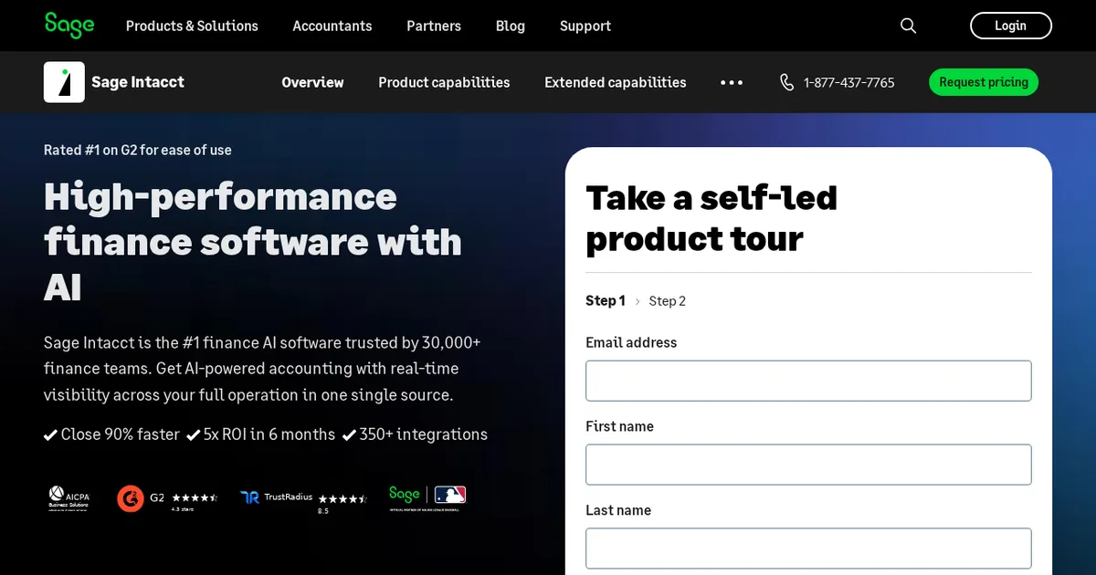 Screenshot von Sage Intacct