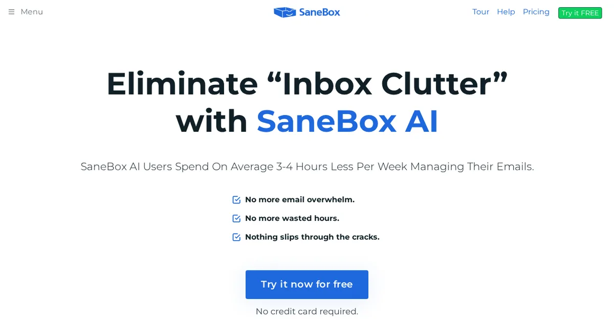 Screenshot von SaneBox