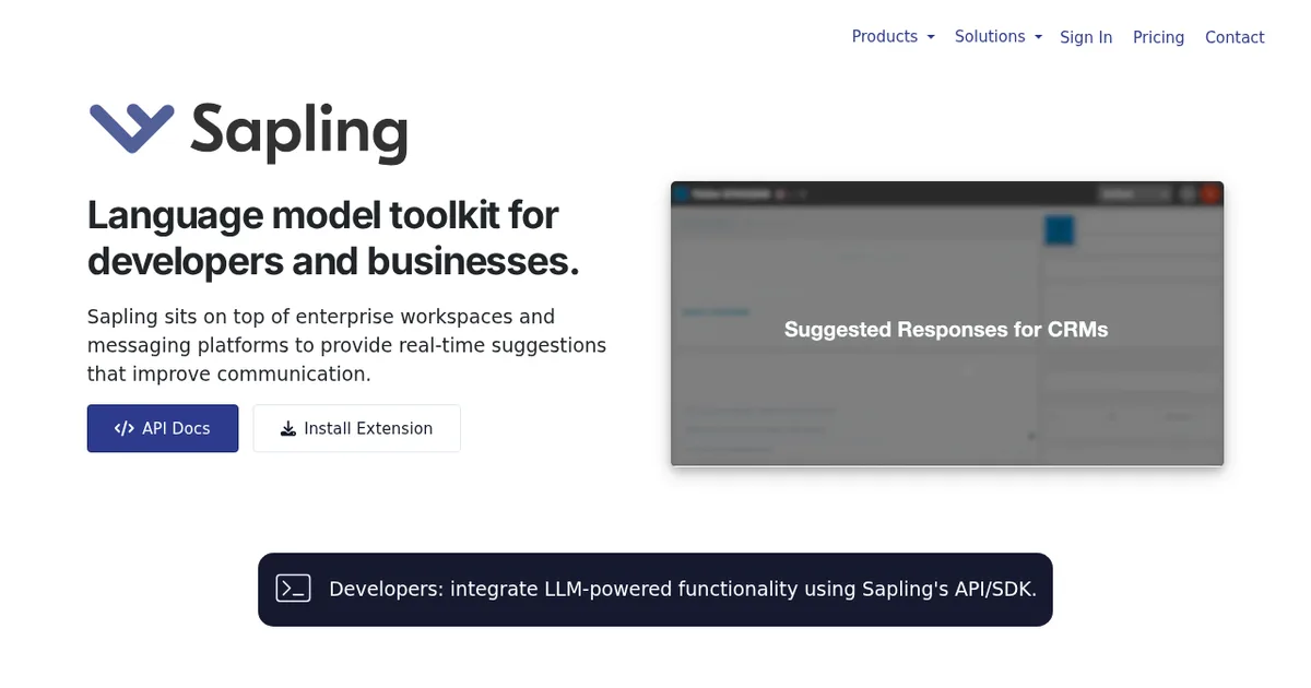 Screenshot von Sapling AI