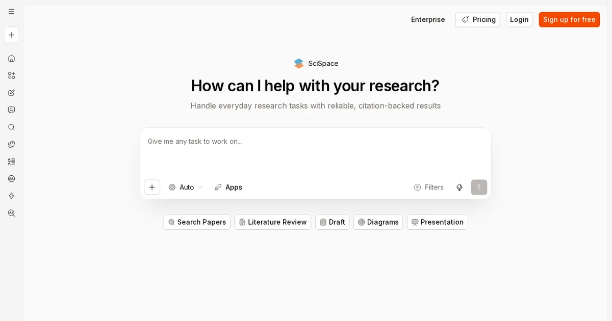 Screenshot von Scispace