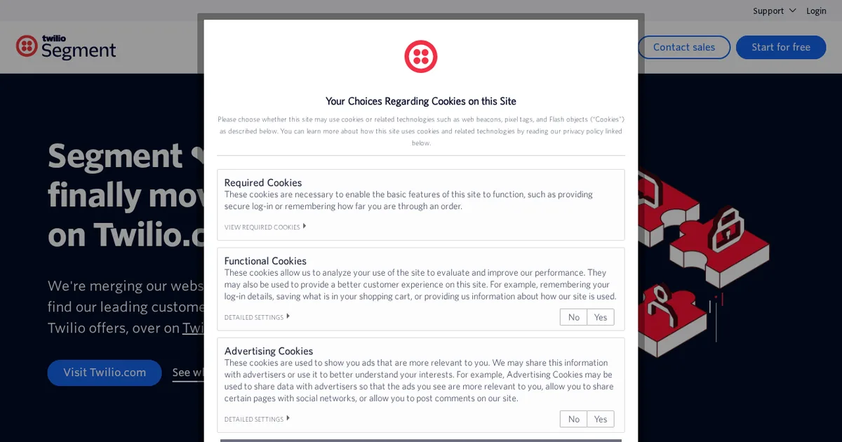 Screenshot von Segment by Twilio