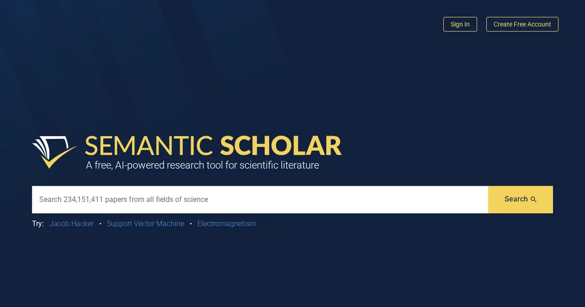 Screenshot von Semantic Scholar