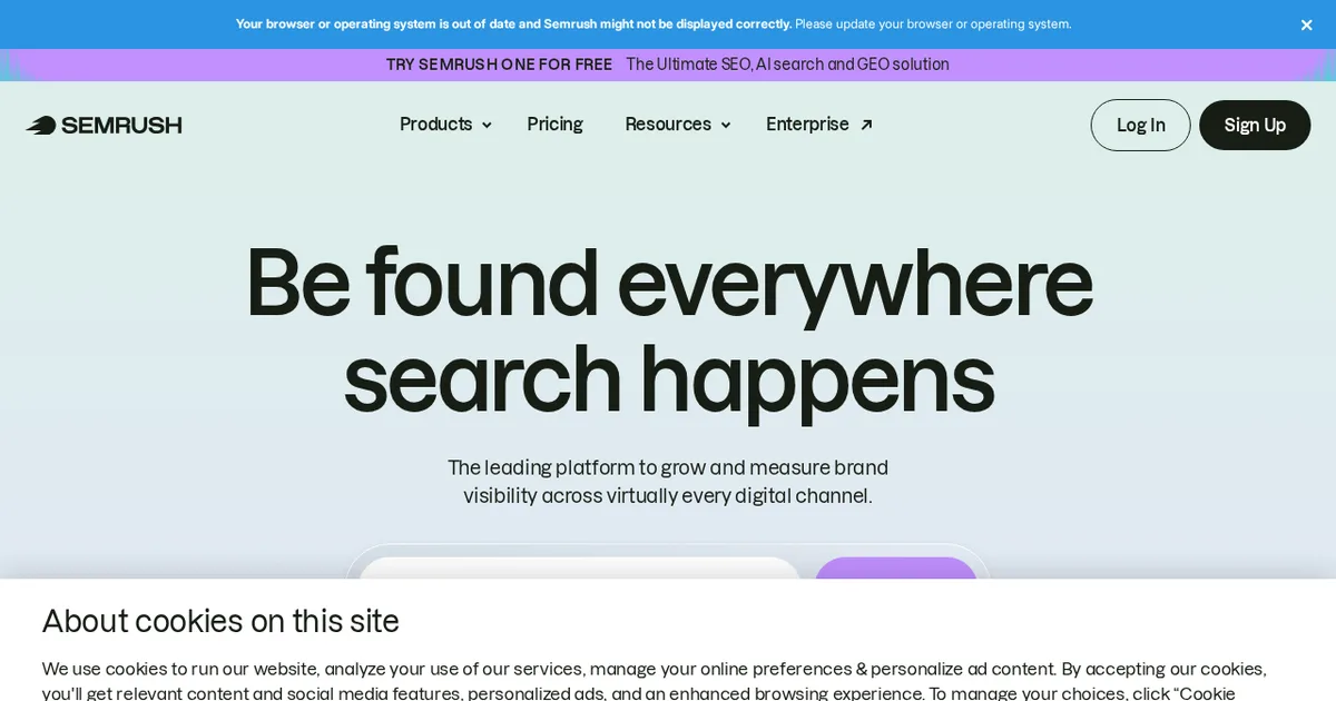 Screenshot von SEMrush