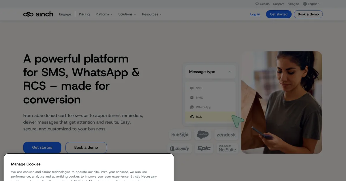 Screenshot von Sinch Engage