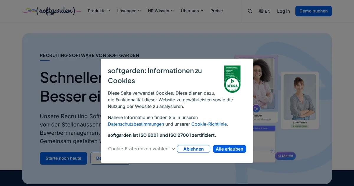 Screenshot von Softgarden