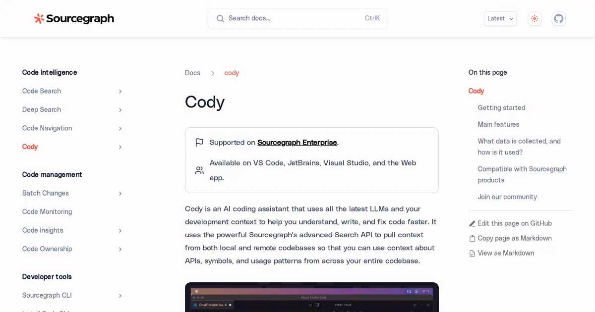 Screenshot von Sourcegraph Cody