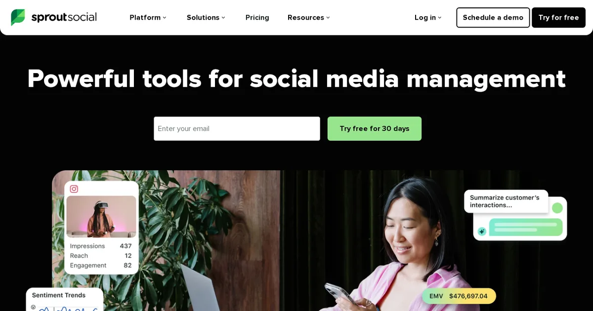 Screenshot von Sprout Social