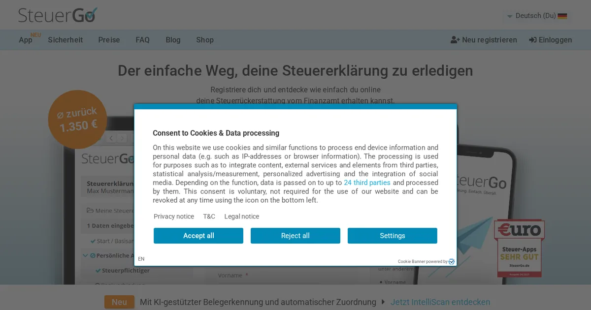 Screenshot von SteuerGo