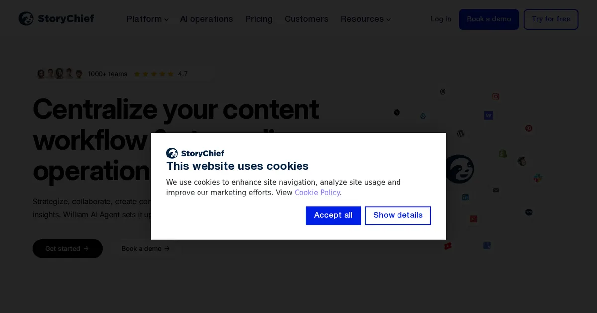 Screenshot von StoryChief