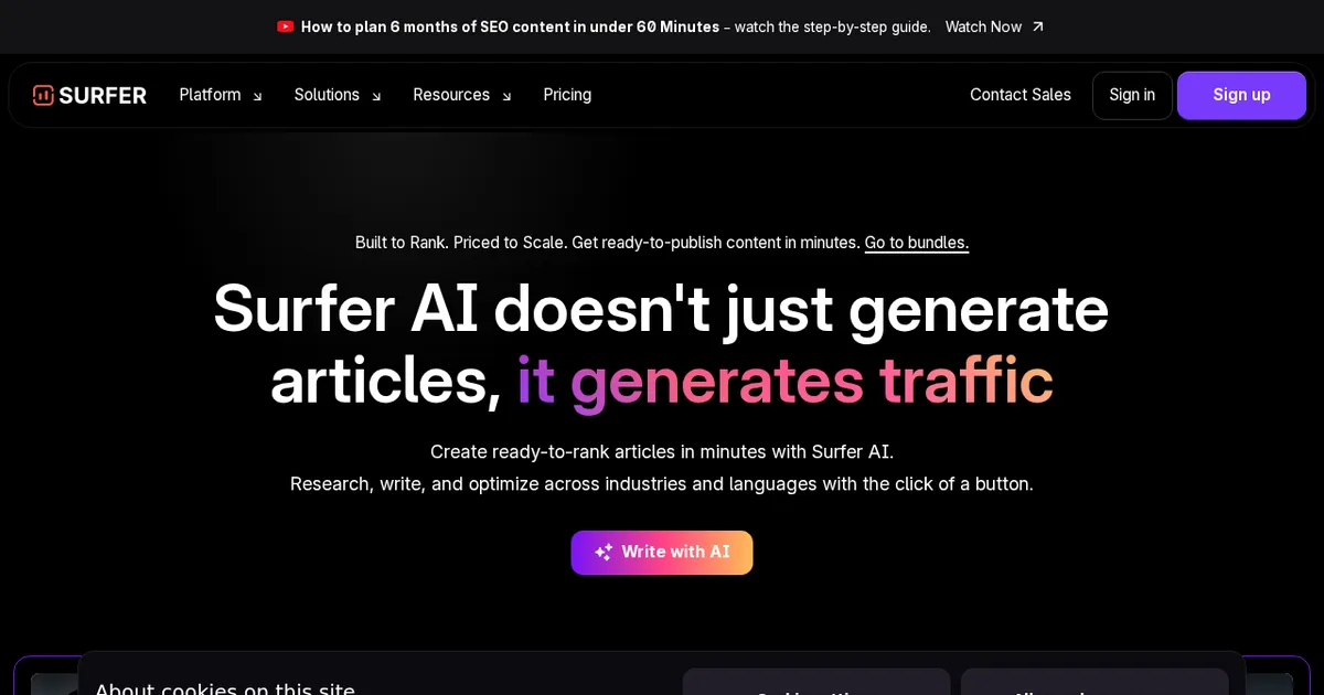 Screenshot von SurferSEO AI