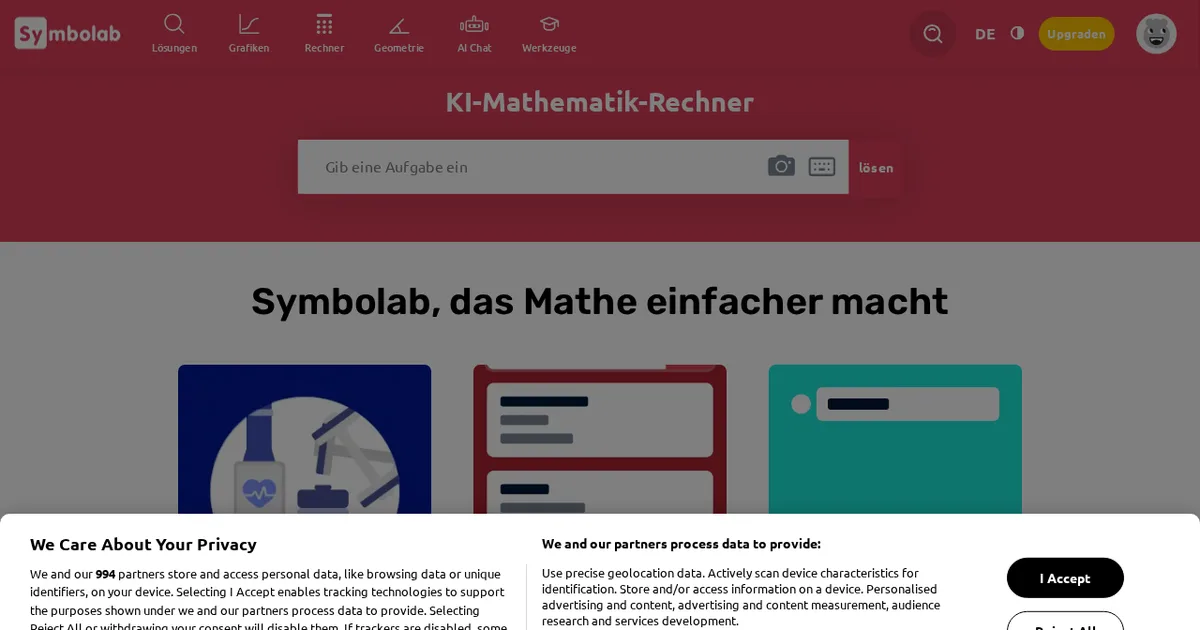Screenshot von Symbolab