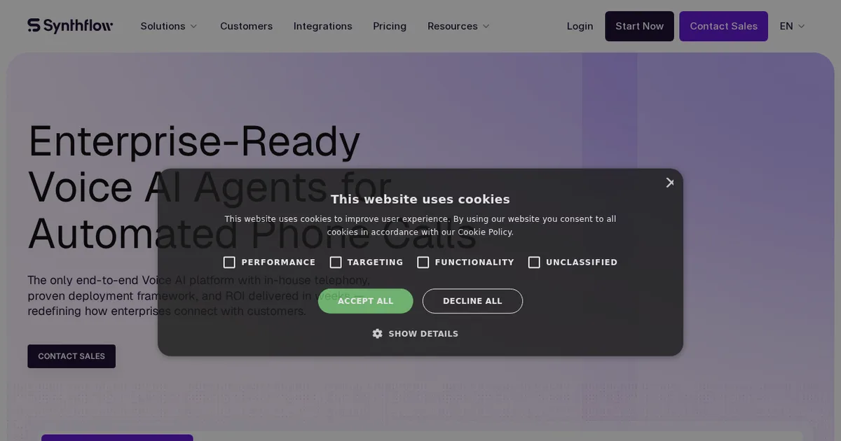 Screenshot von Synthflow