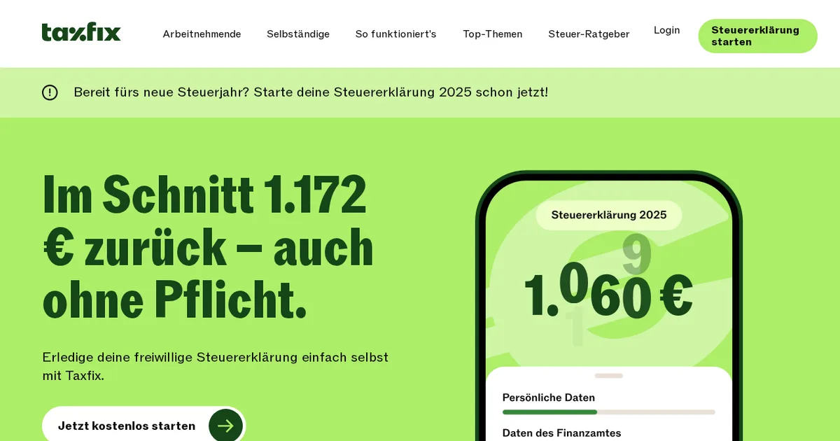 Screenshot von Taxfix