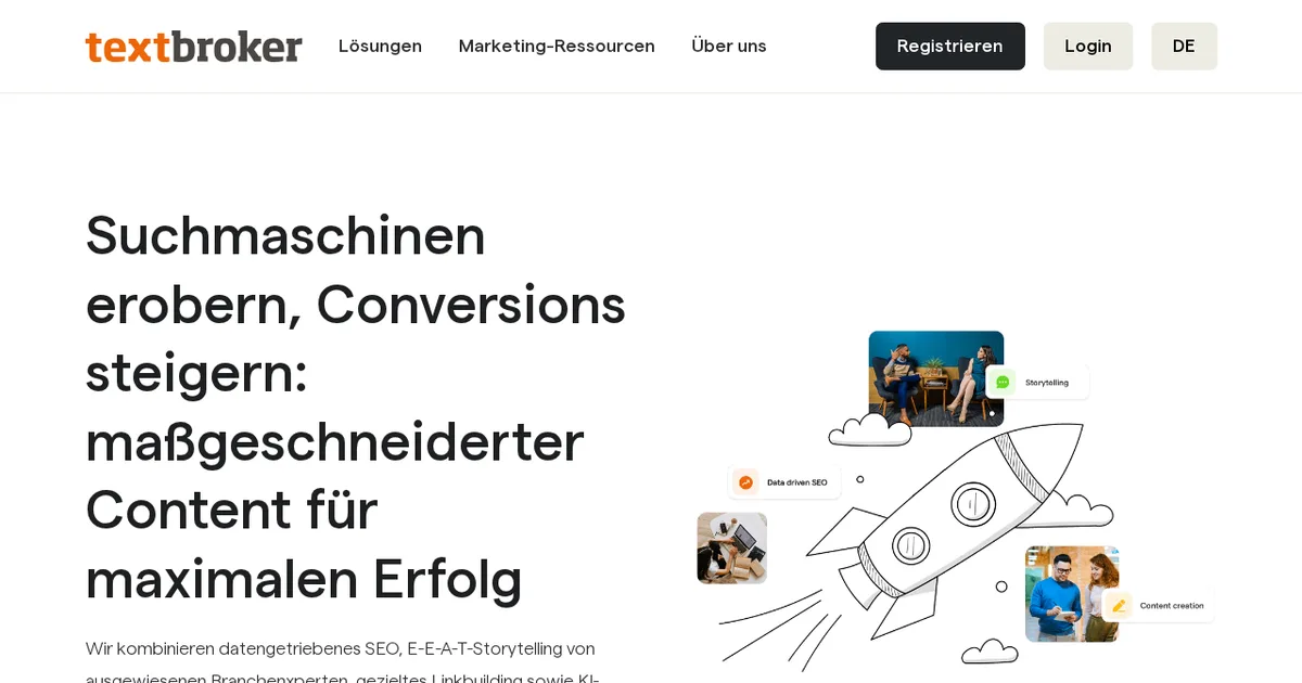Screenshot von Textbroker AI