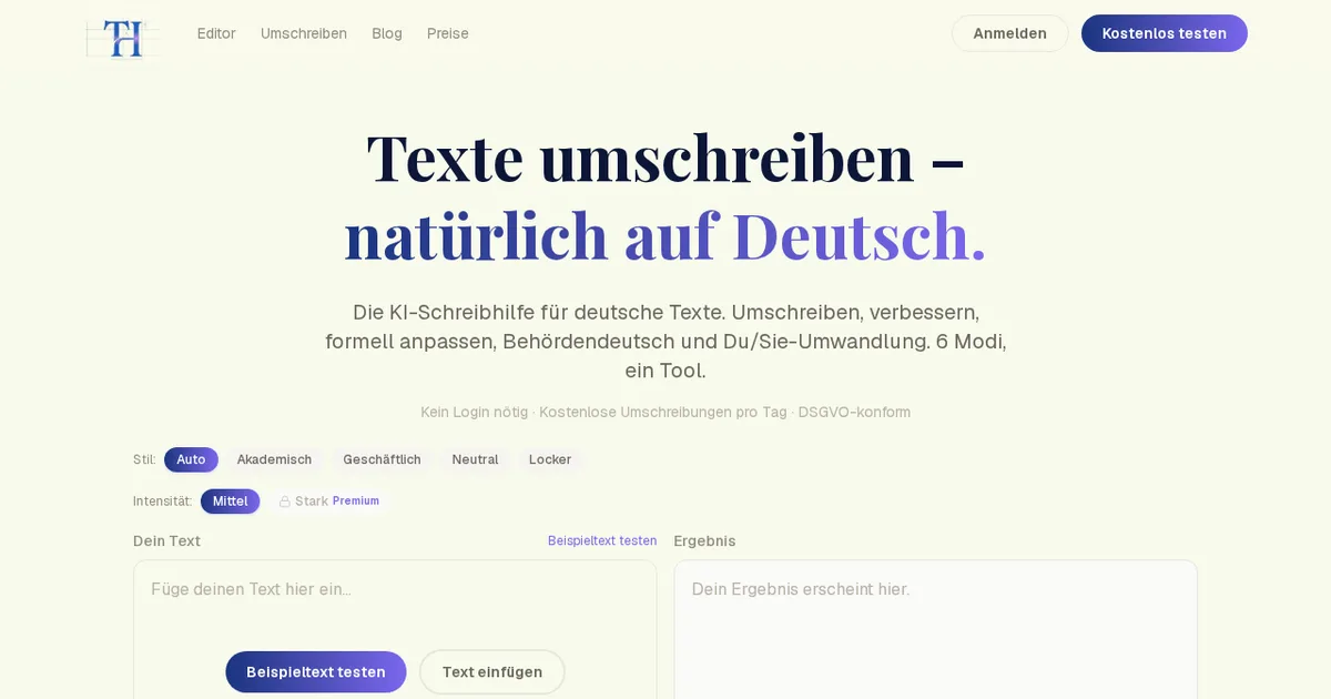 Screenshot von Texthelfer