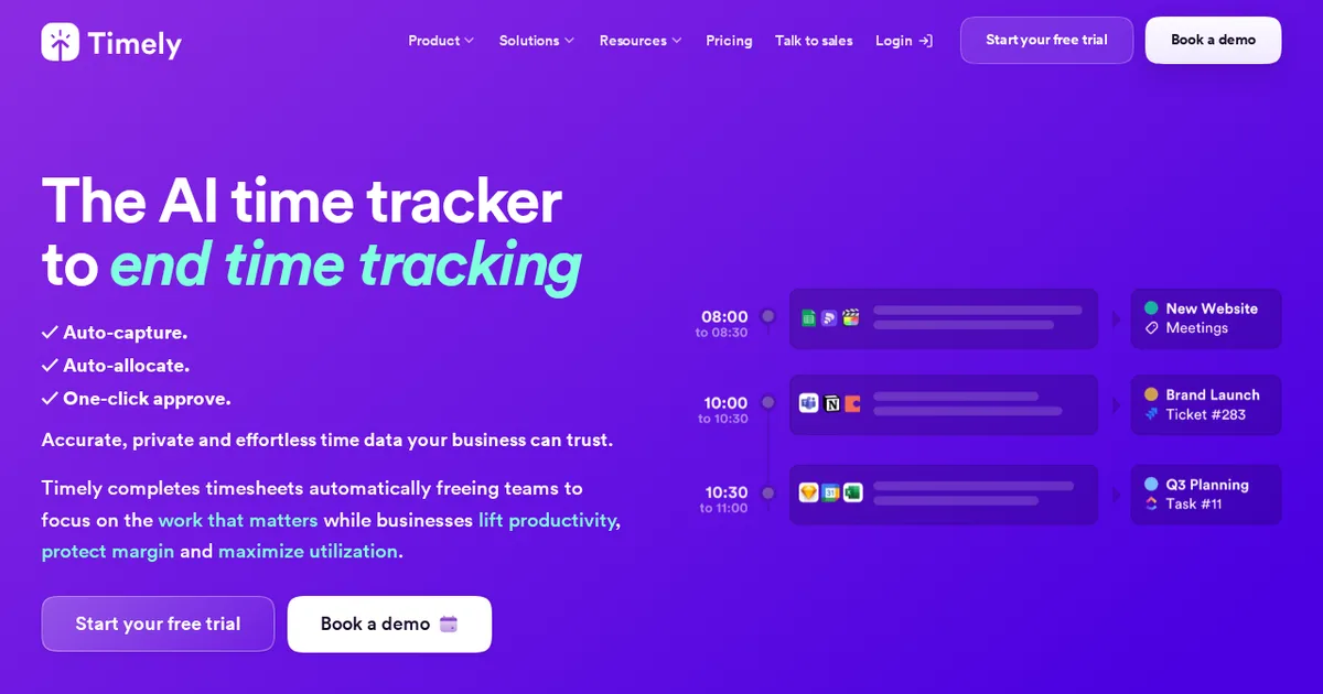 Screenshot von Timely