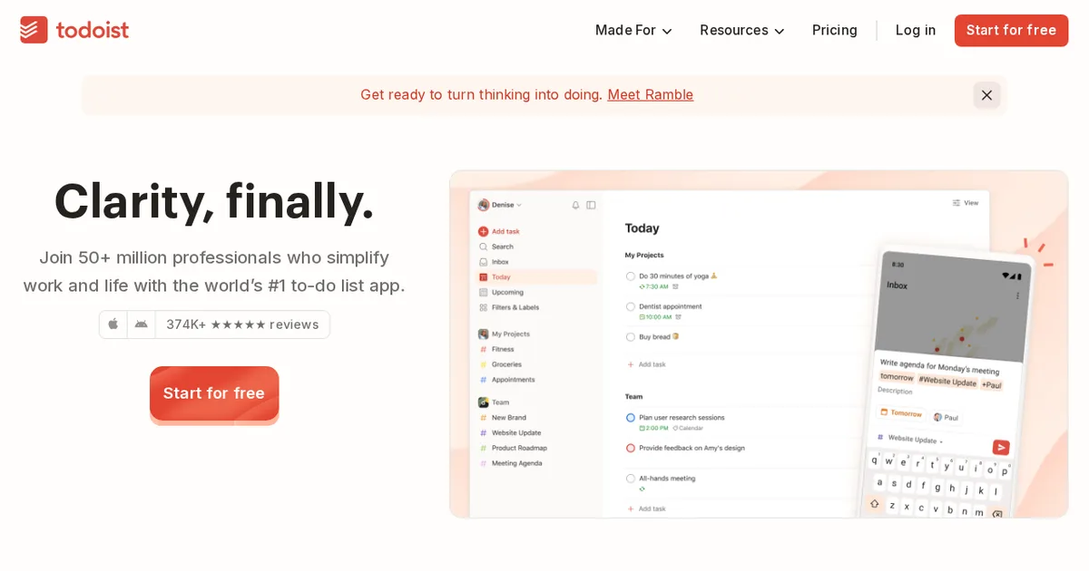 Screenshot von Todoist AI