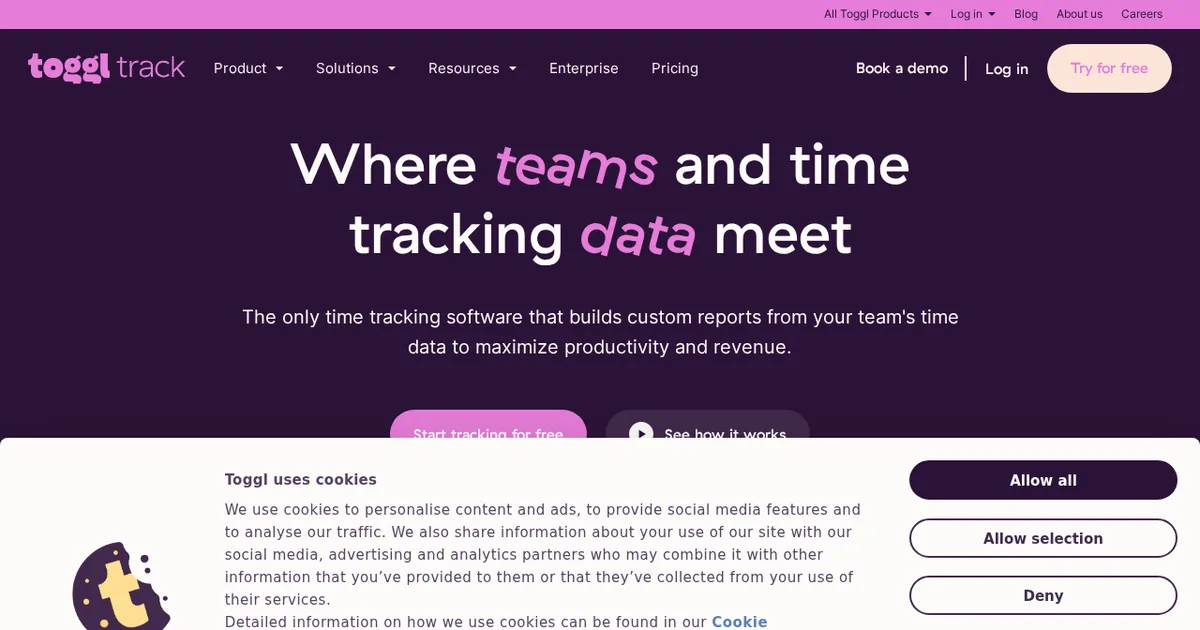 Screenshot von Toggl Track