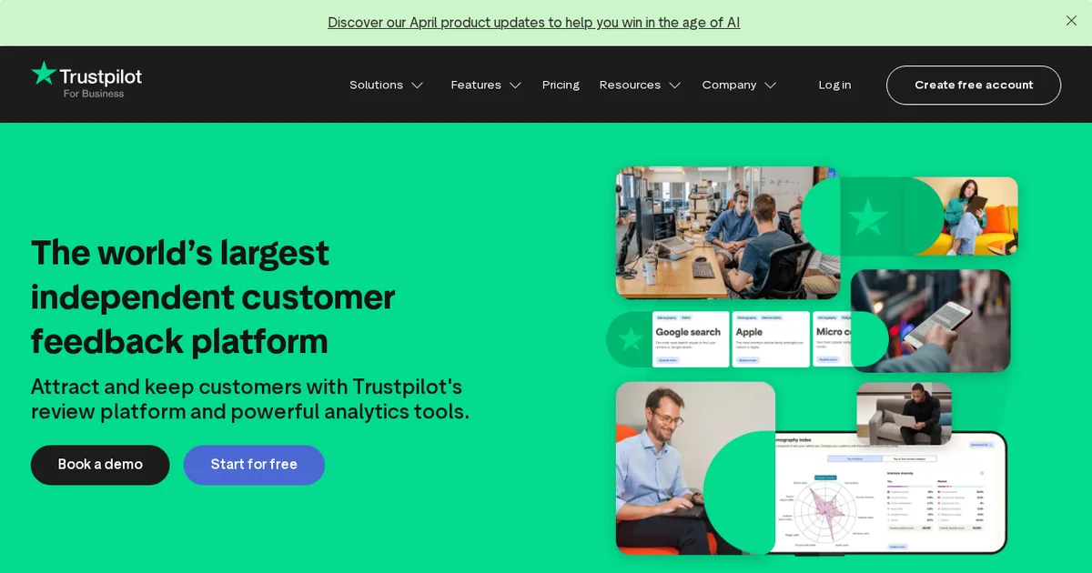 Screenshot von Trustpilot Business