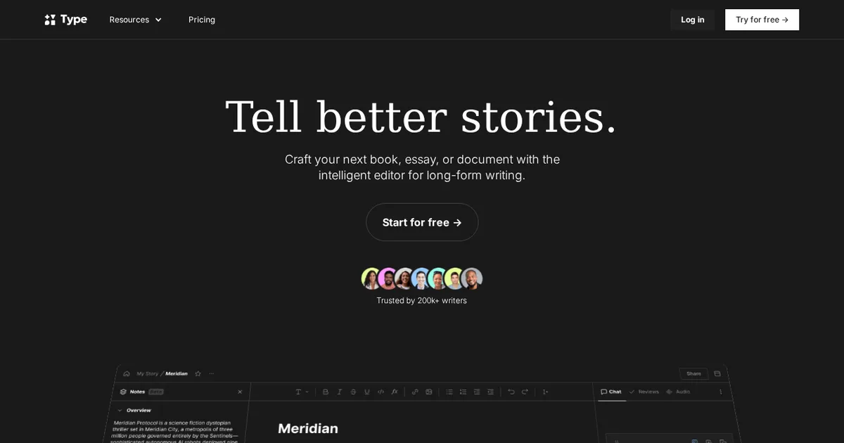 Screenshot von Type.ai