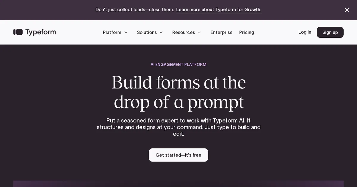 Screenshot von Typeform AI