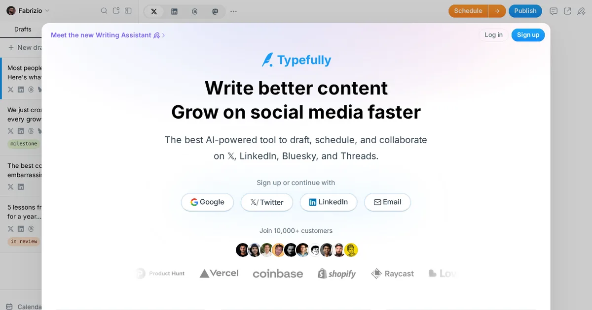 Screenshot von Typefully
