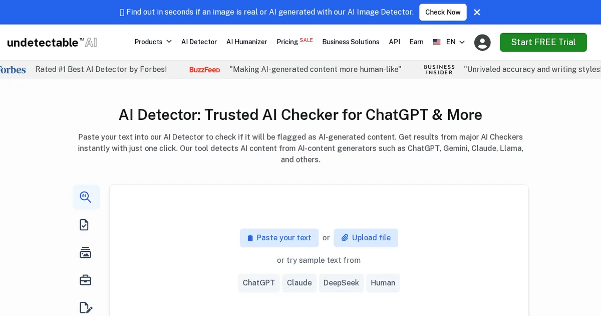 Screenshot von Undetectable AI