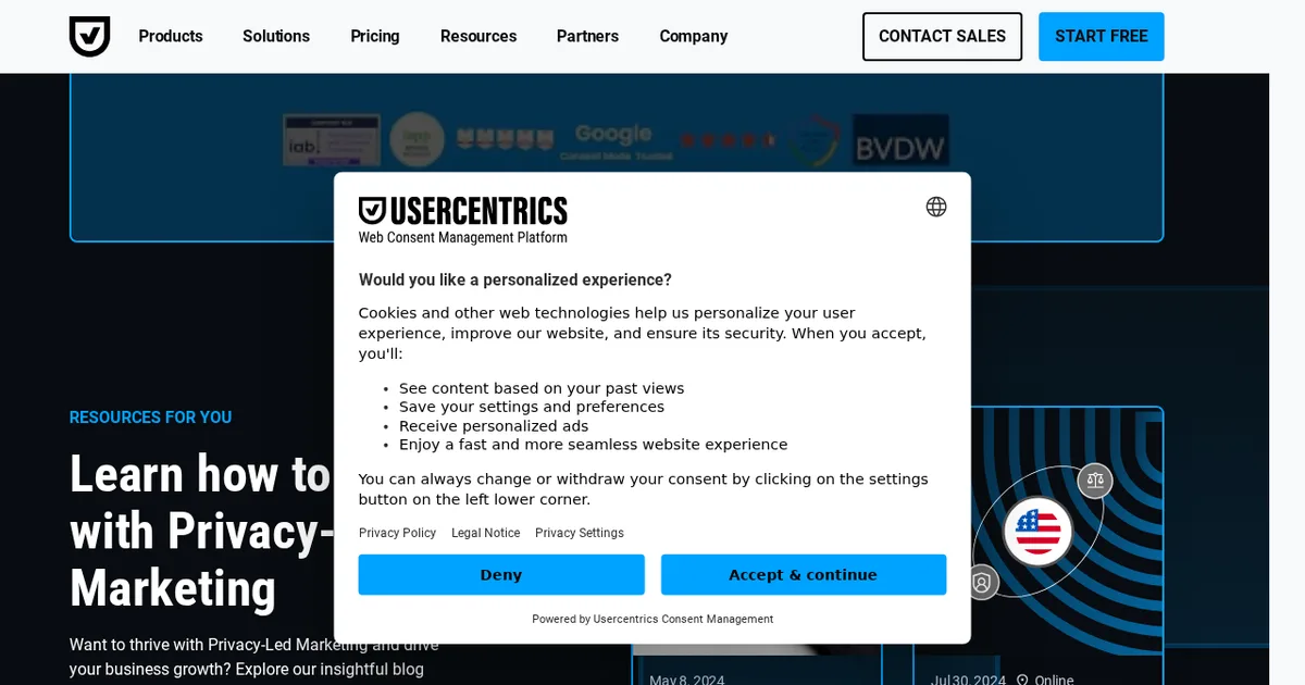 Screenshot von Usercentrics
