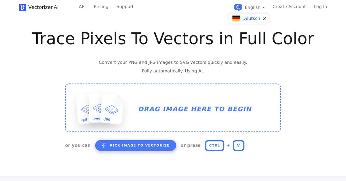 Screenshot von Vectorizer.ai