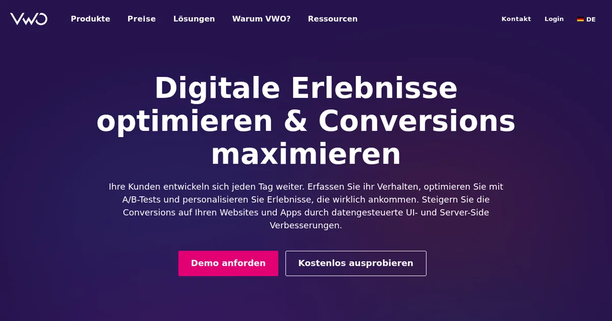 Screenshot von VWO