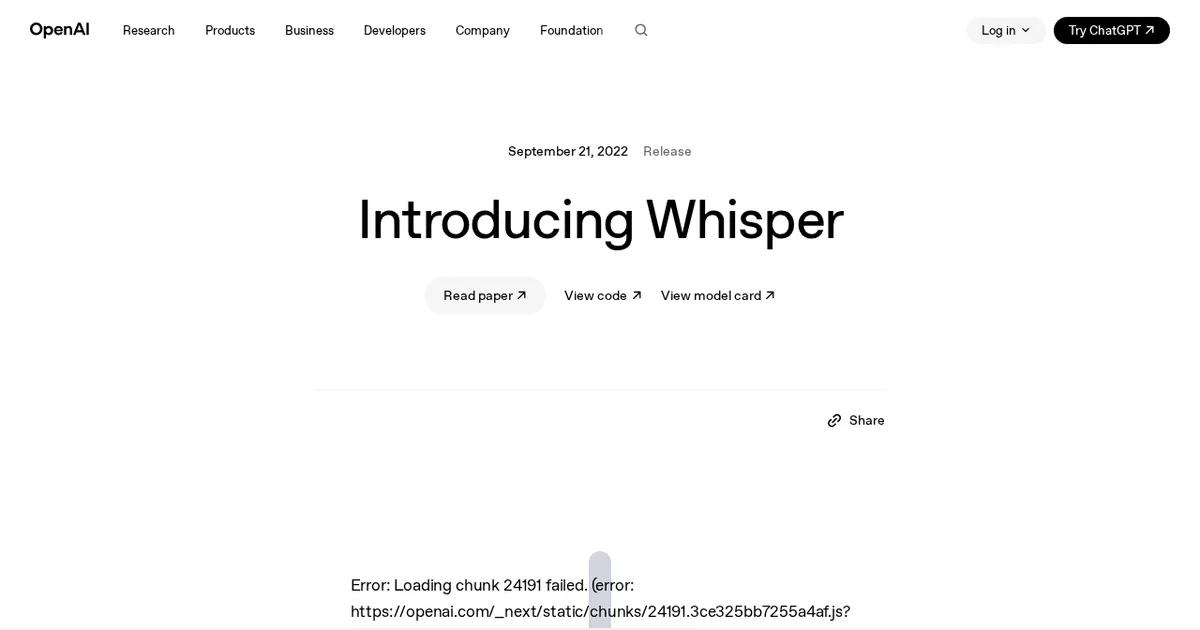 Screenshot von Whisper by OpenAI