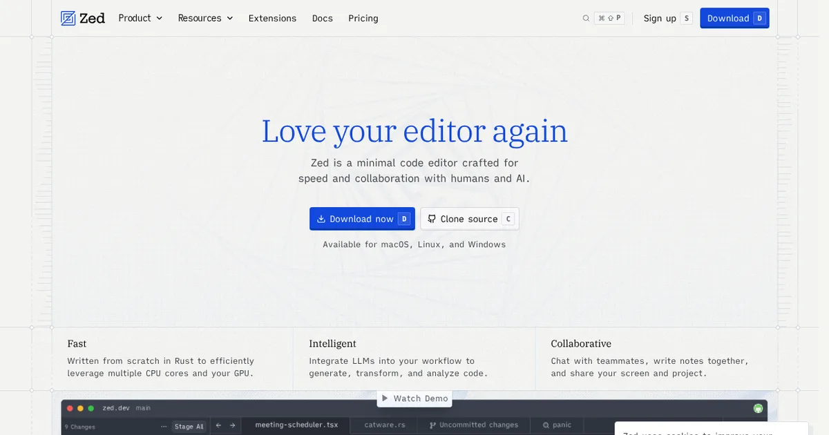 Screenshot von Zed Editor